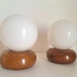 Paire lampes de chevet en bois