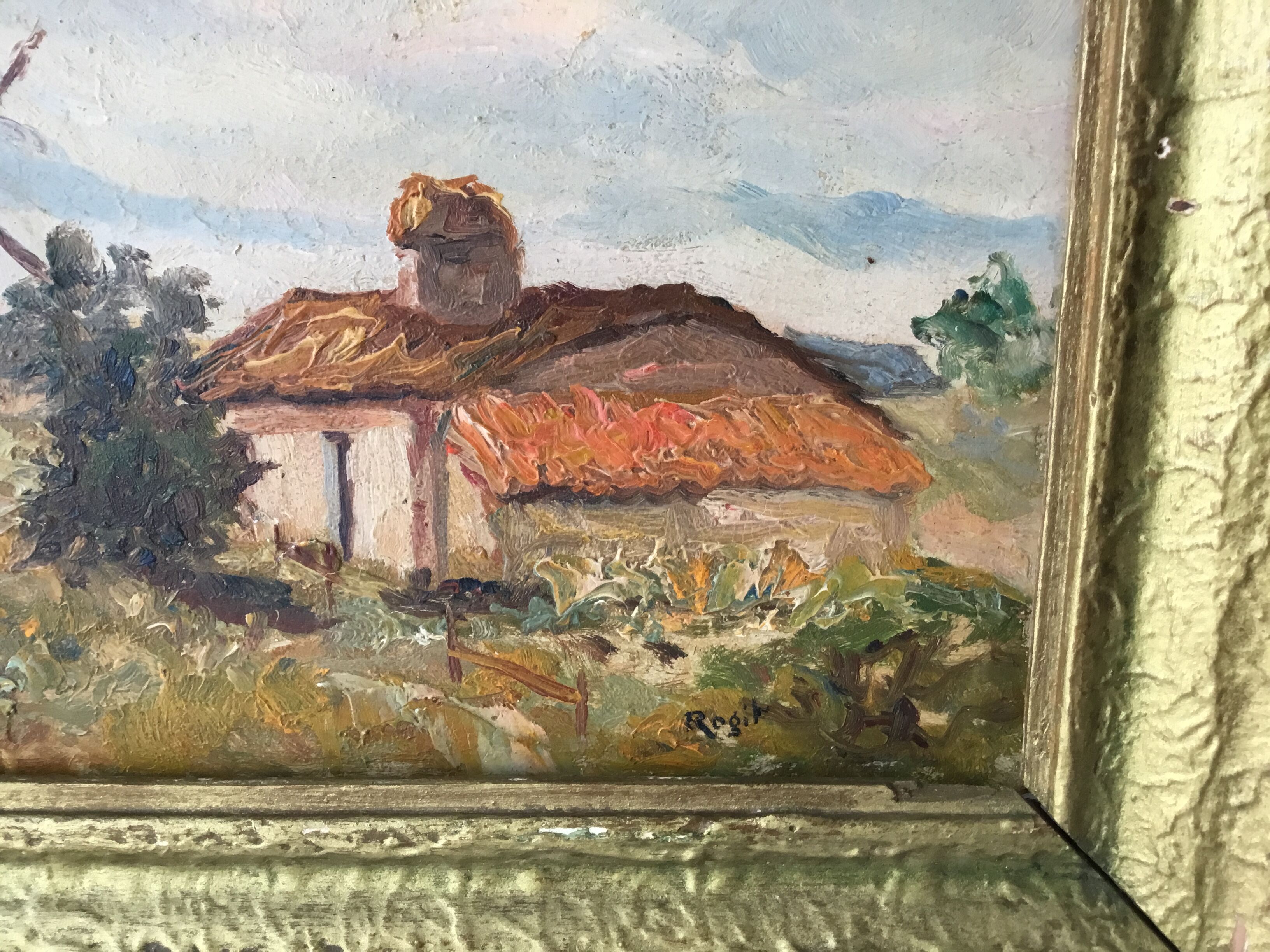 Small landscape painting of countryside