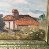 Small landscape painting of countryside