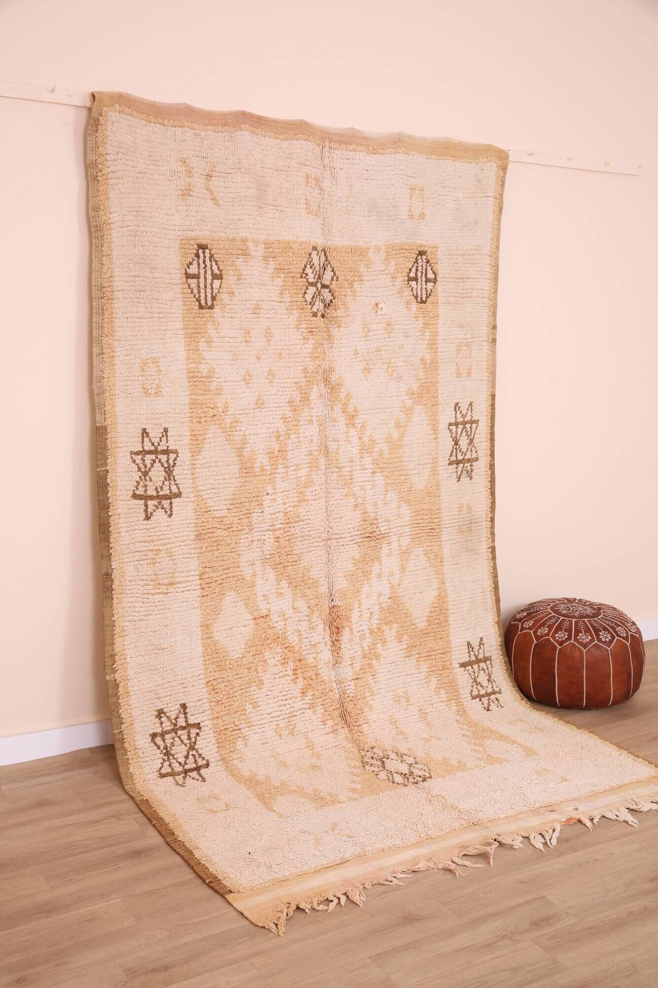 Yellow Vintage Moroccan Rug 159 x 282, Berber Wool Rug, Handmade Boho Rug