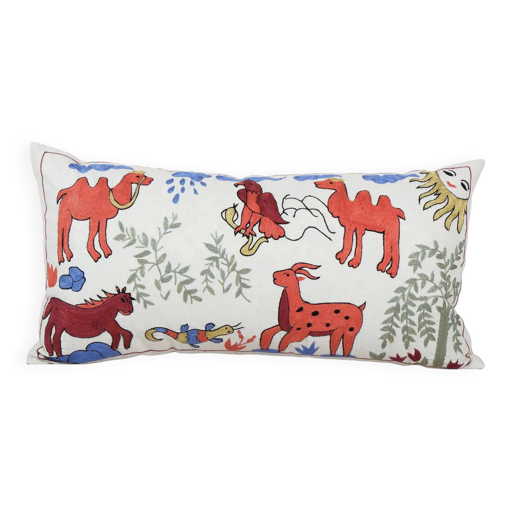 Vintage embroidered cushion cover 46x89 cm