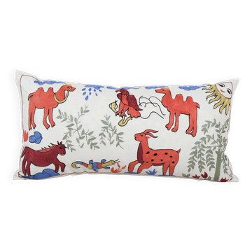 Housse de coussin brodée vintage 46x89 cm
