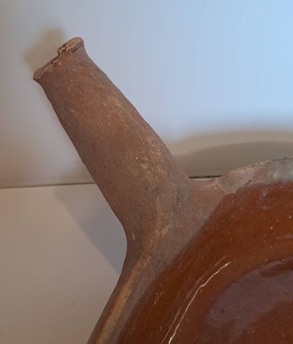 Ancien lèchefrites en terre cuite vernissée XIX ème