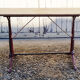 Bistro table, raw natural wood and cast iron foot, vintage