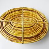 Rattan and brass tray, Gabriella Crespi style serving tray ​