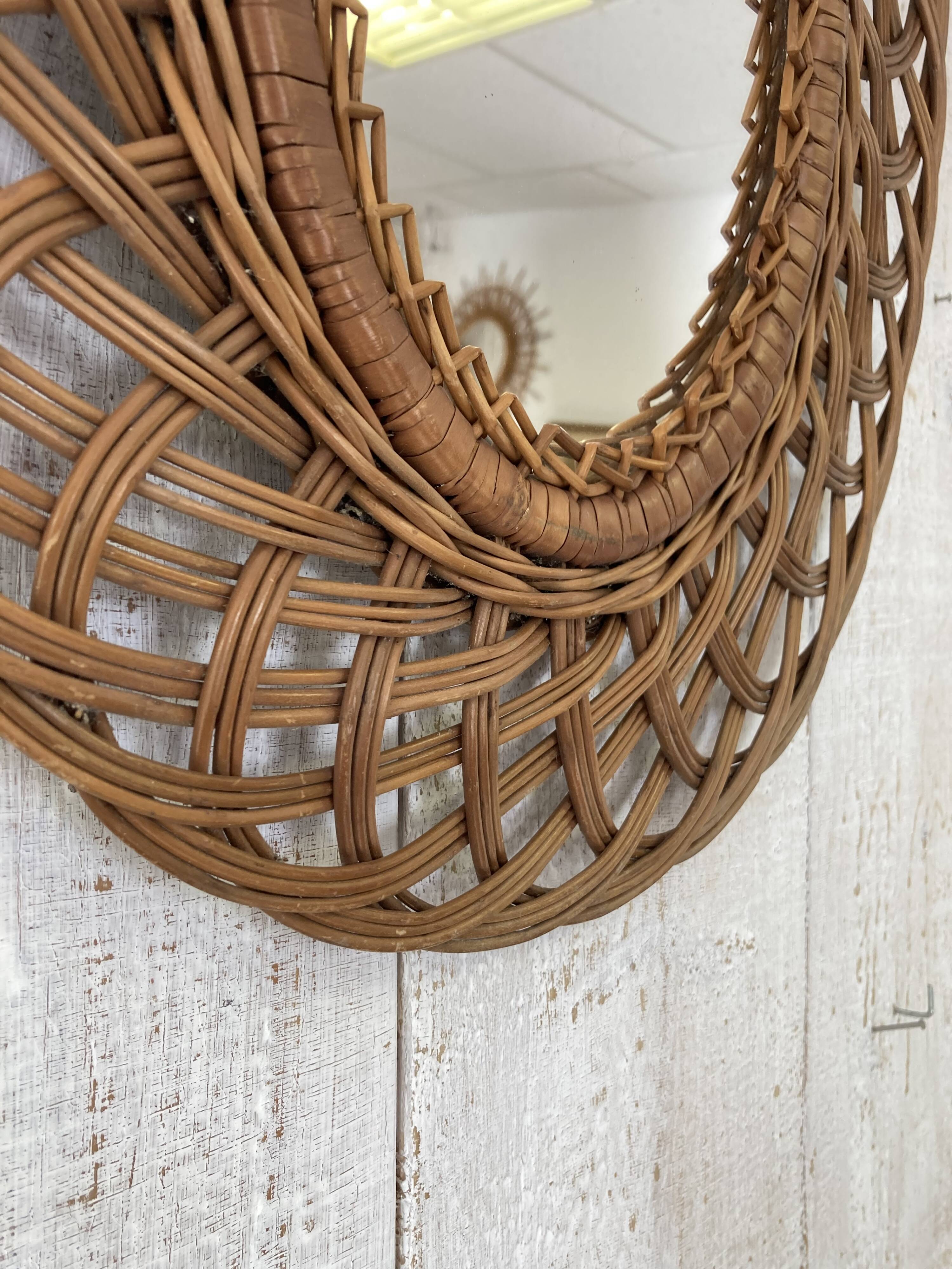 Vintage wicker mirror