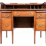 Edwardian tambour roll top mahogany desk