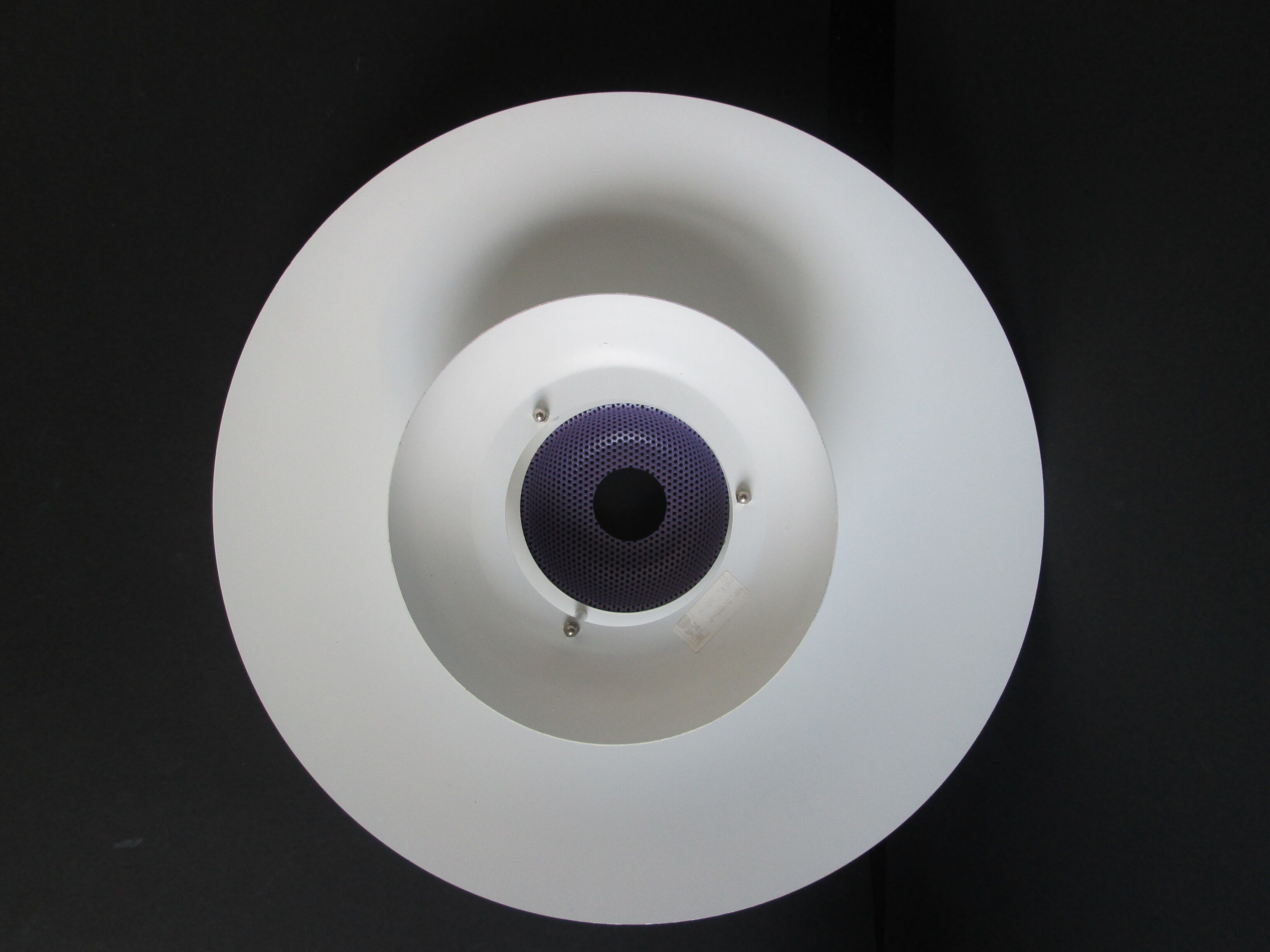 Dansk design white/purple 1980s pendant lamp by Danish Jeka Metaltryk