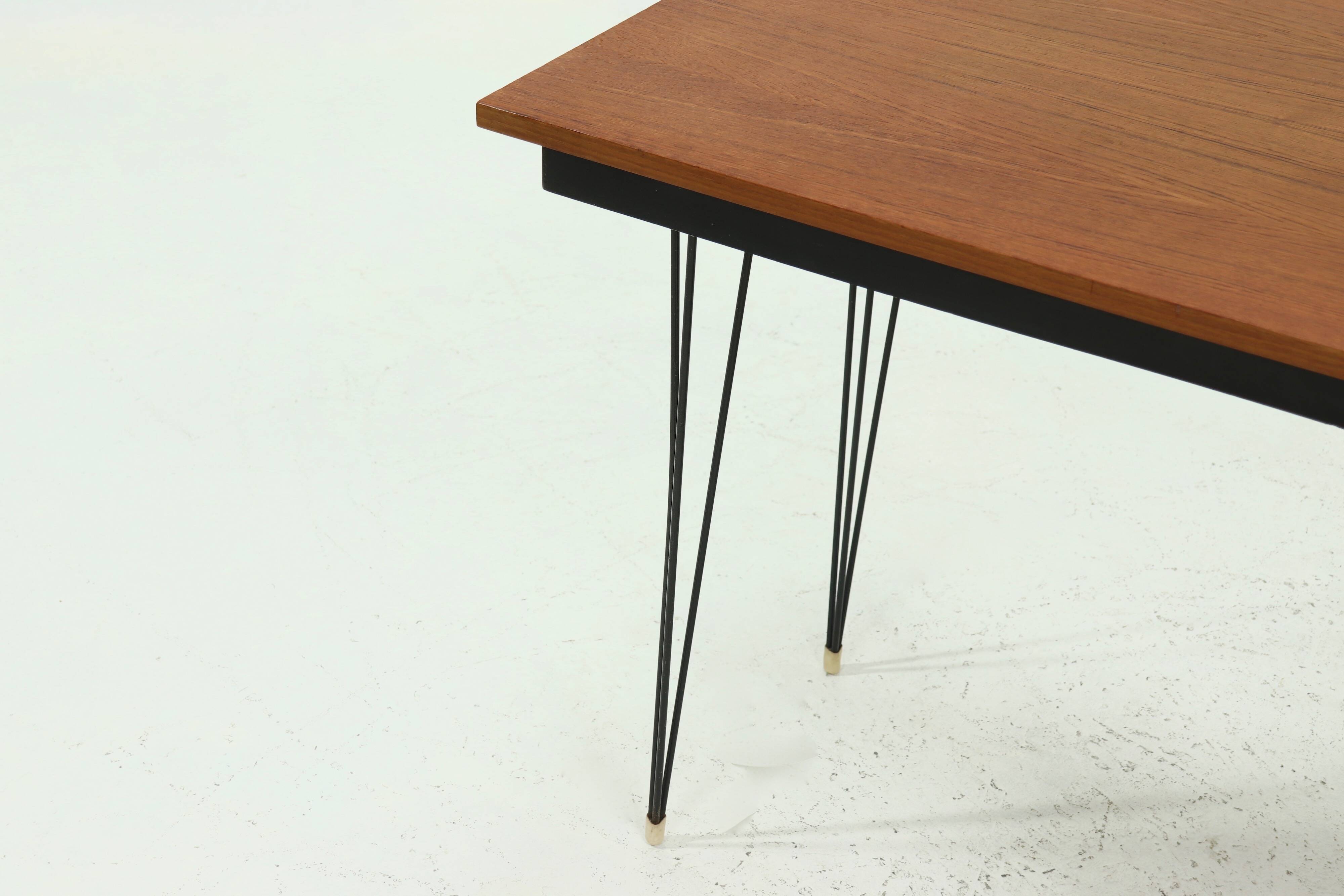 Mid Century Teak Hairpin Desk by Tijsseling 1960s