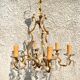 Retro bronze and crystal tassel chandelier - 6-light pendant lamp