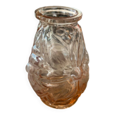 Pink chiseled glass vase