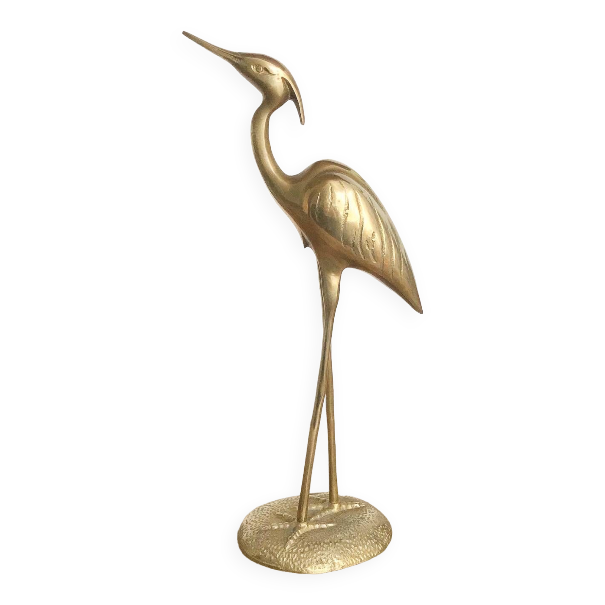 Very large vintage brass heron