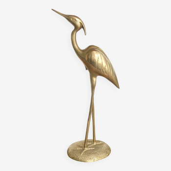 Very large vintage brass heron