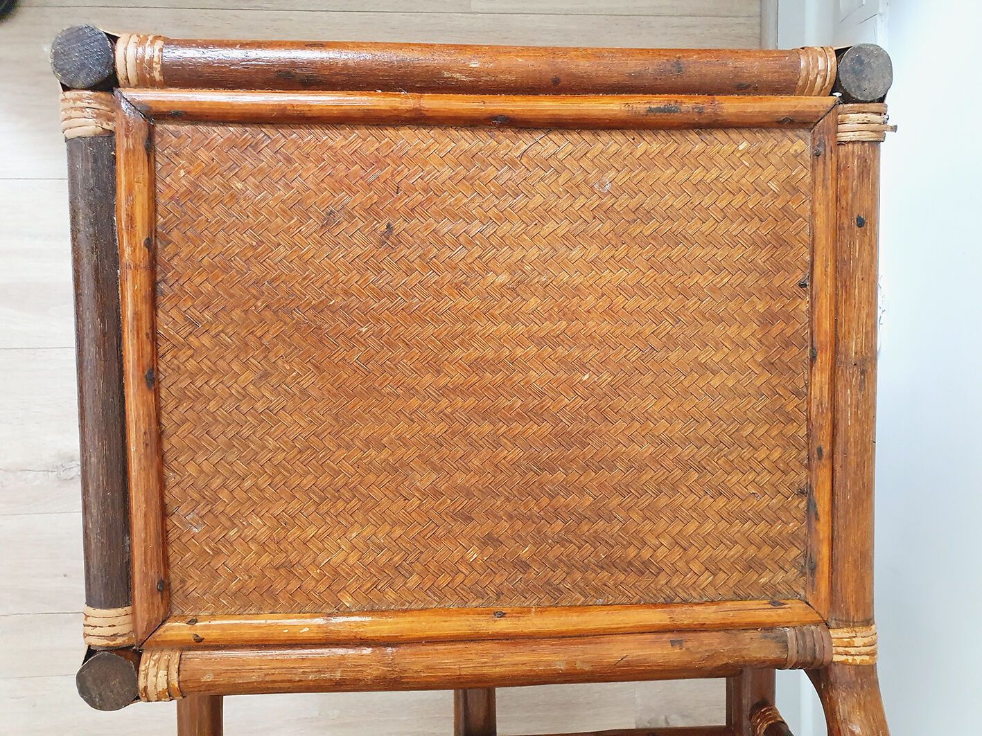 Fauteuil avec tablette en rotin & bambou - vintage
