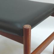 Ottoman - tabouret, teck - simili cuir, Spottrup Danemark - années 1960