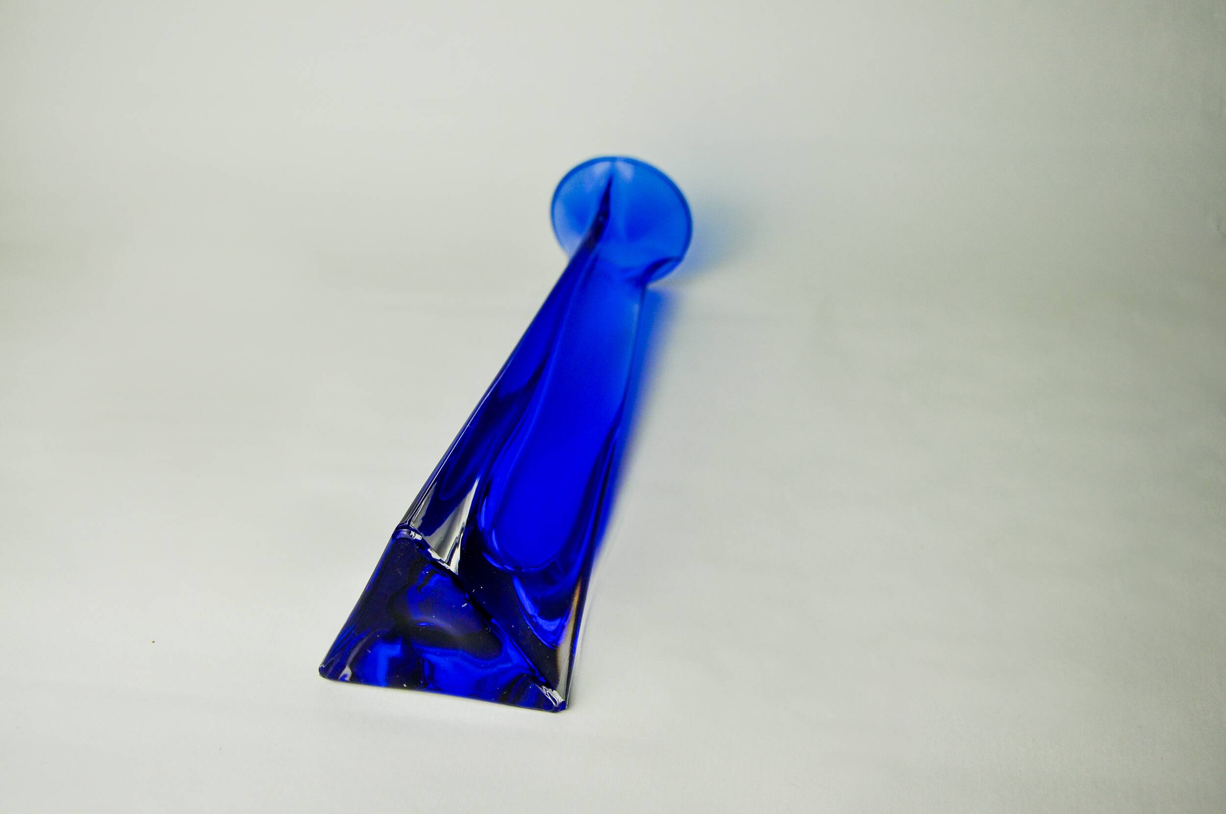 Soliflore Sommerso blue in Murano glass, Italy, 1970