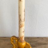 Provencal candle holder in glazed ceramic