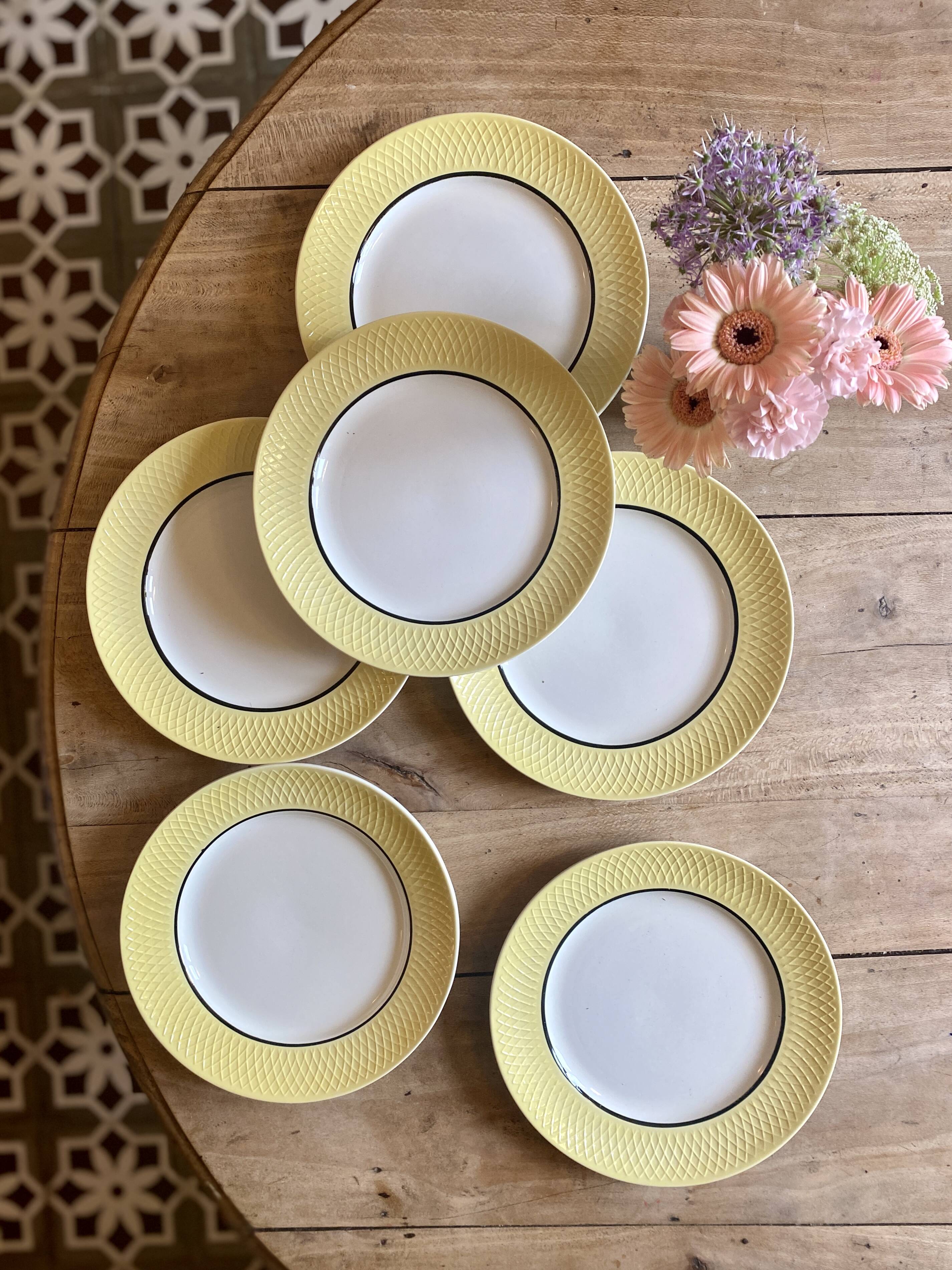 Set of 6 vintage flat plates Moulin des Loups