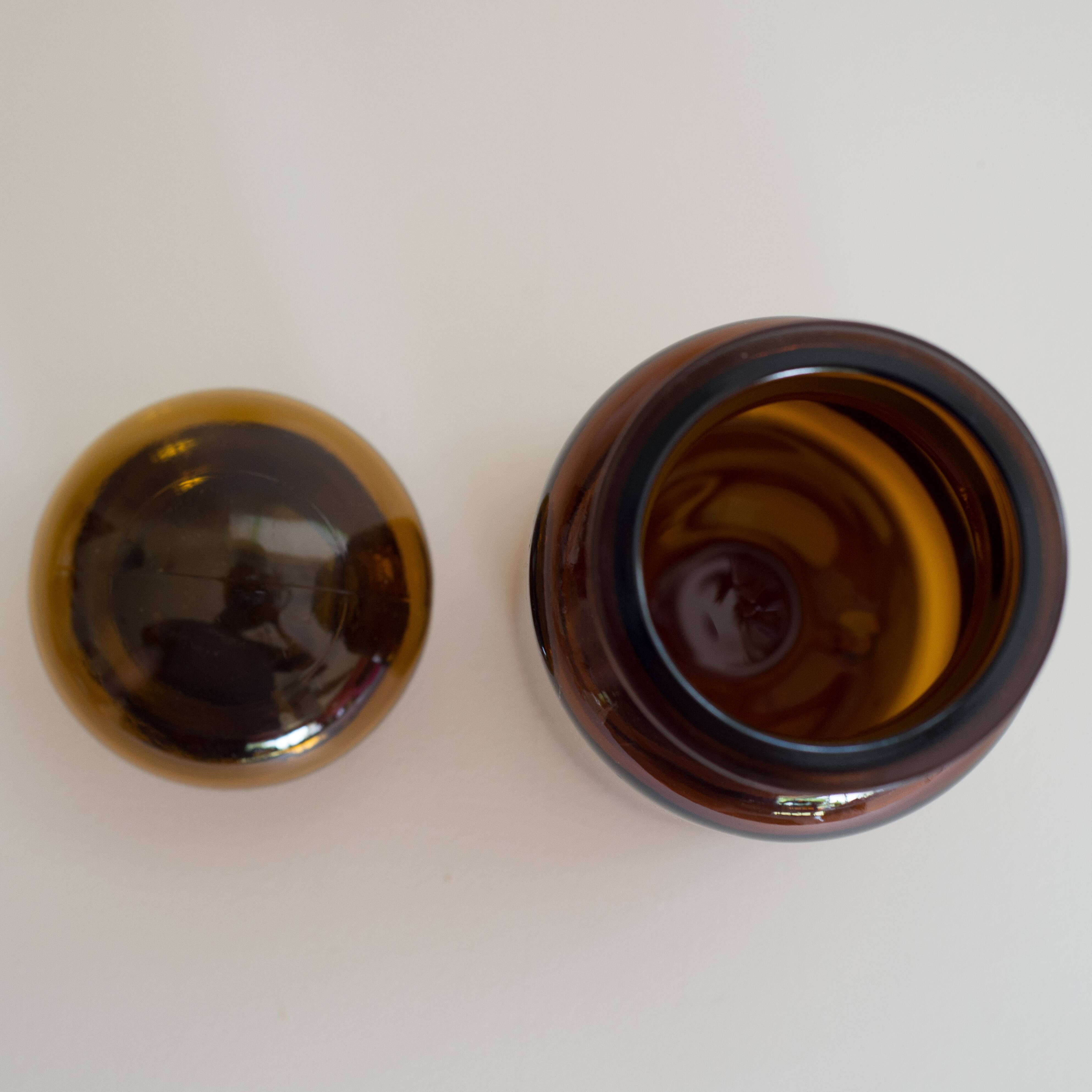 Amber apothecary glass jar