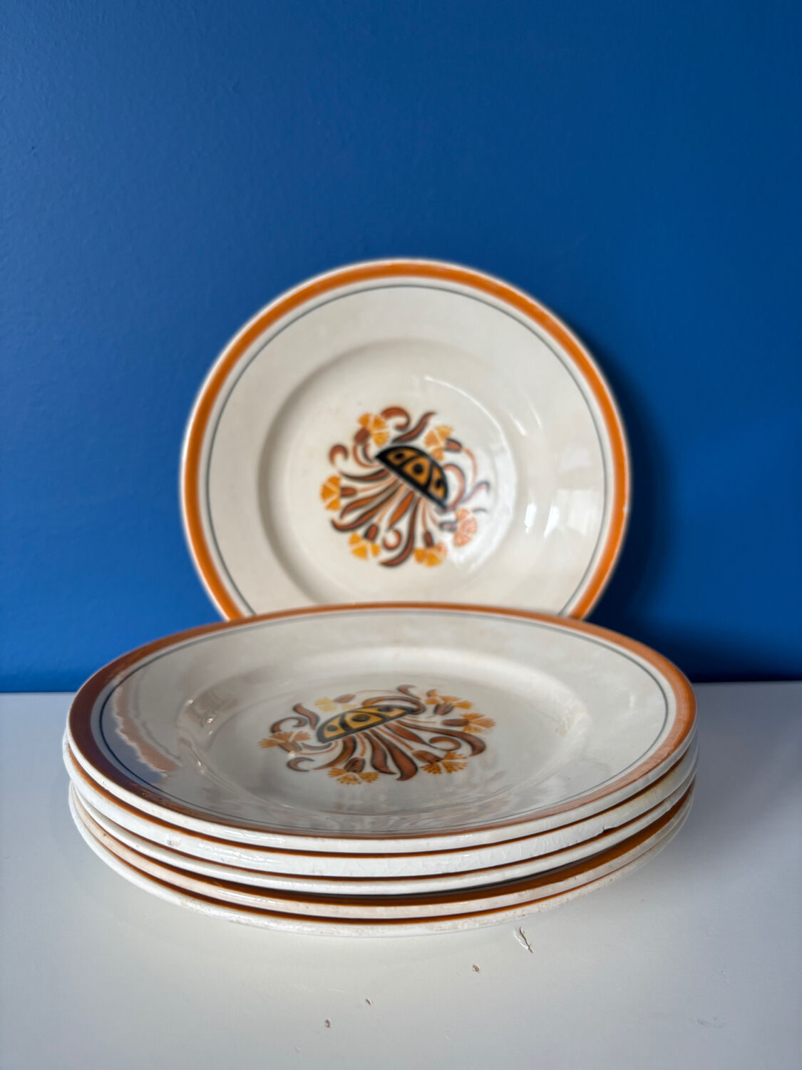 Set of 6 dessert plates Creil and Montereau model Œillet – Vaisse