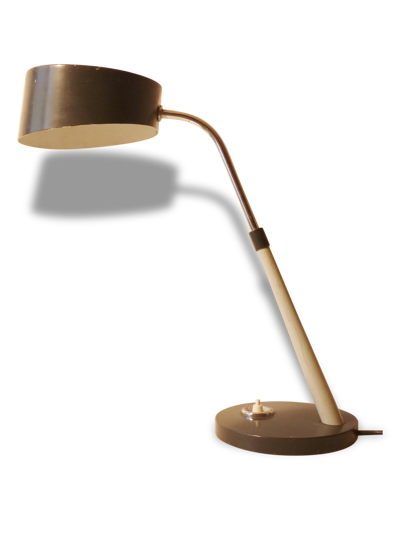 Belle lampe de bureau en tôle grise et perforée 1950 vintage 50's rockabilly lamp