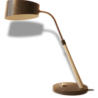 Belle lampe de bureau en tôle grise et perforée 1950 vintage 50's rockabilly lamp