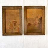Set of two vintage Alsace wooden frames signed Boll