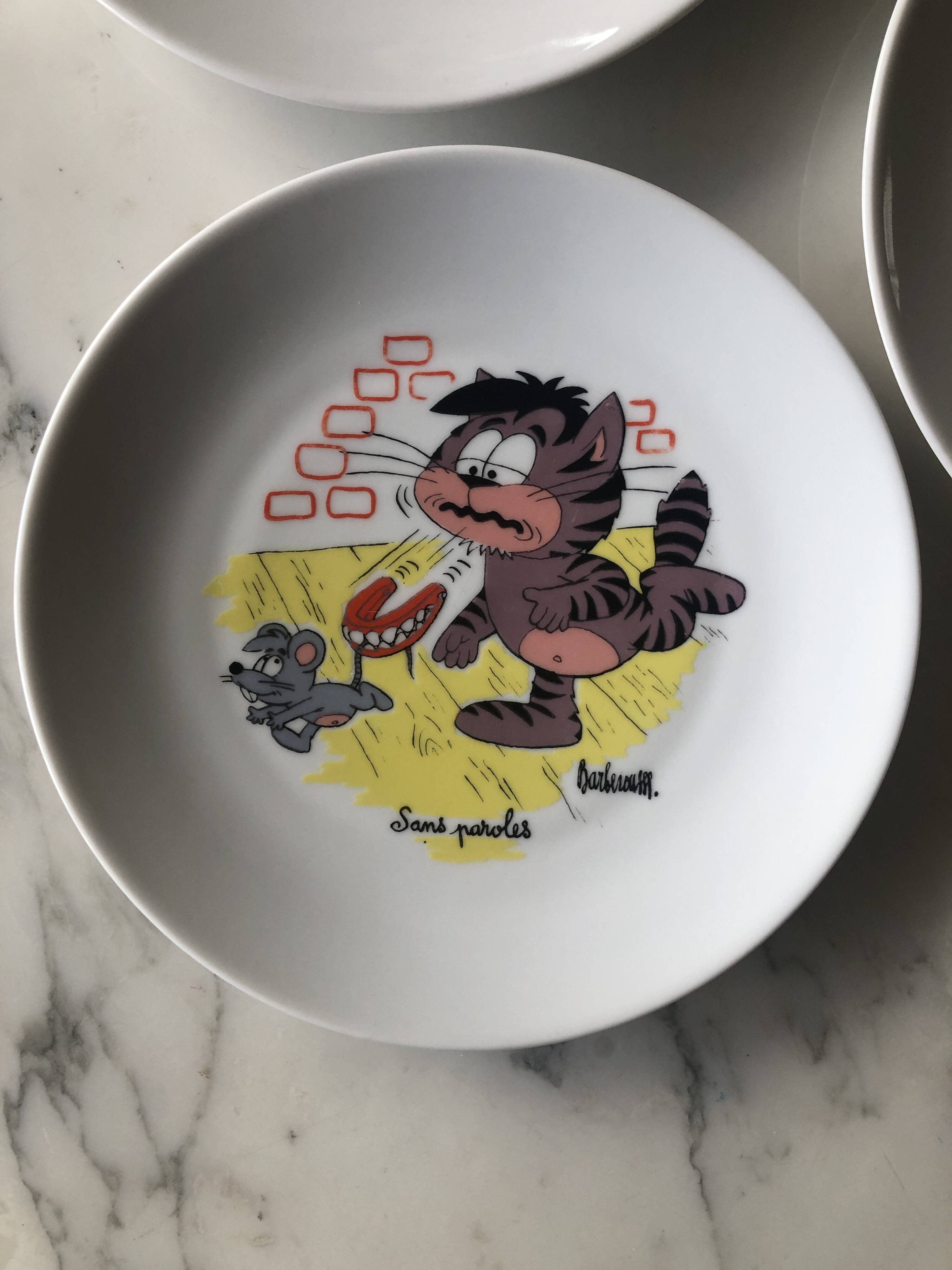 6 Barberousse porcelain plates creation by A.Deshoulieres France