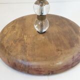 Art deco floor lamp in oak and glass