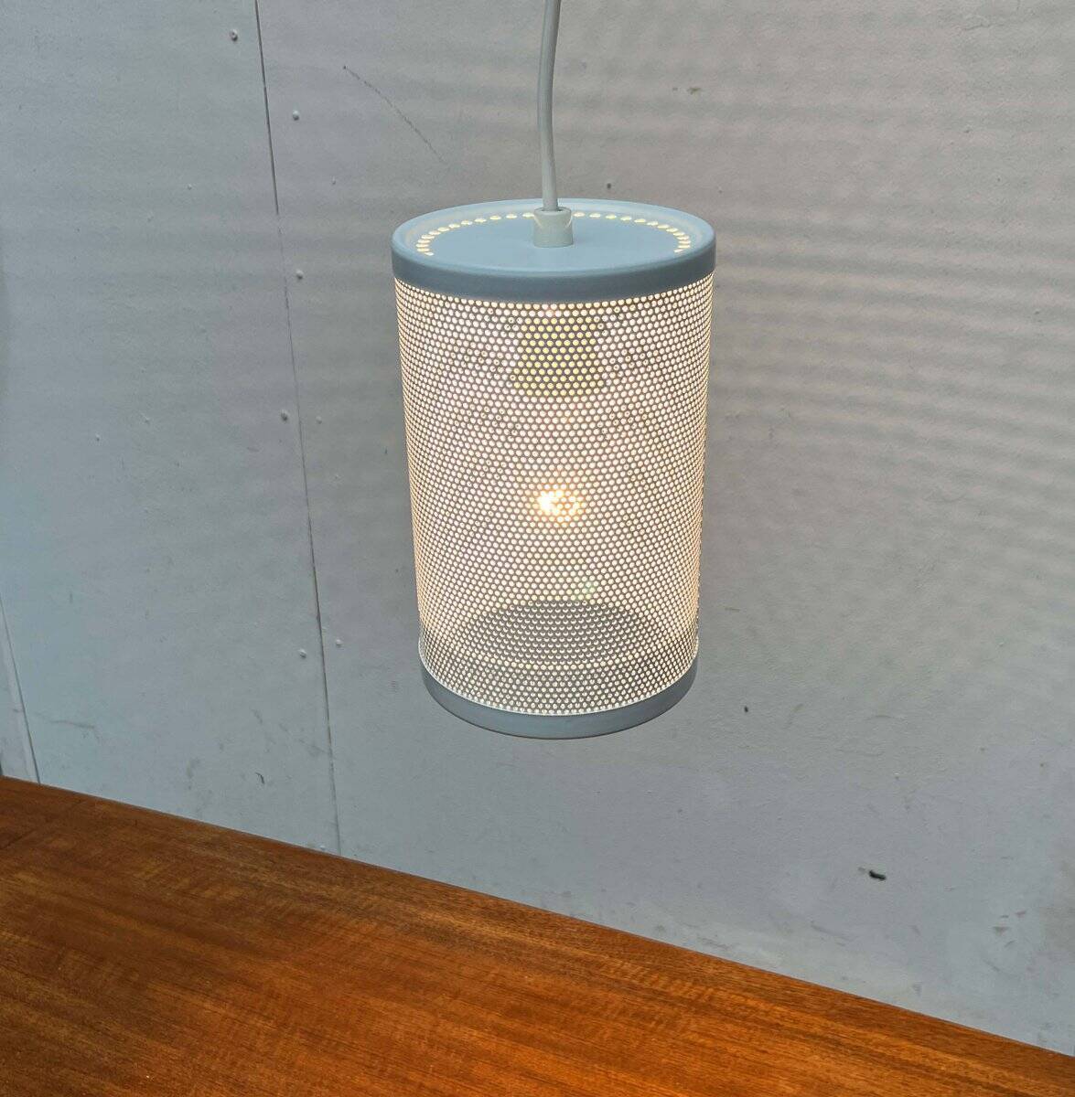 Minimalist perforated metal pendant lamp by Orno, Finland.