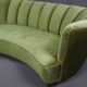 Danish curved velvet banana sofa, 1950