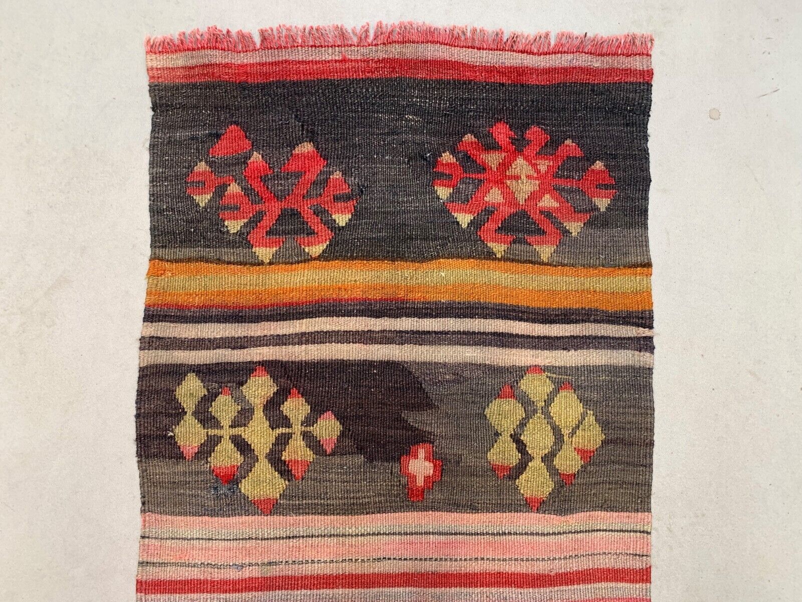 Old Turkish narrow kilim runner 263x62 cm shabby chic, vintage kelim 2494