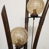 Tripod lamp in bamboo and glass from the 60s/70s