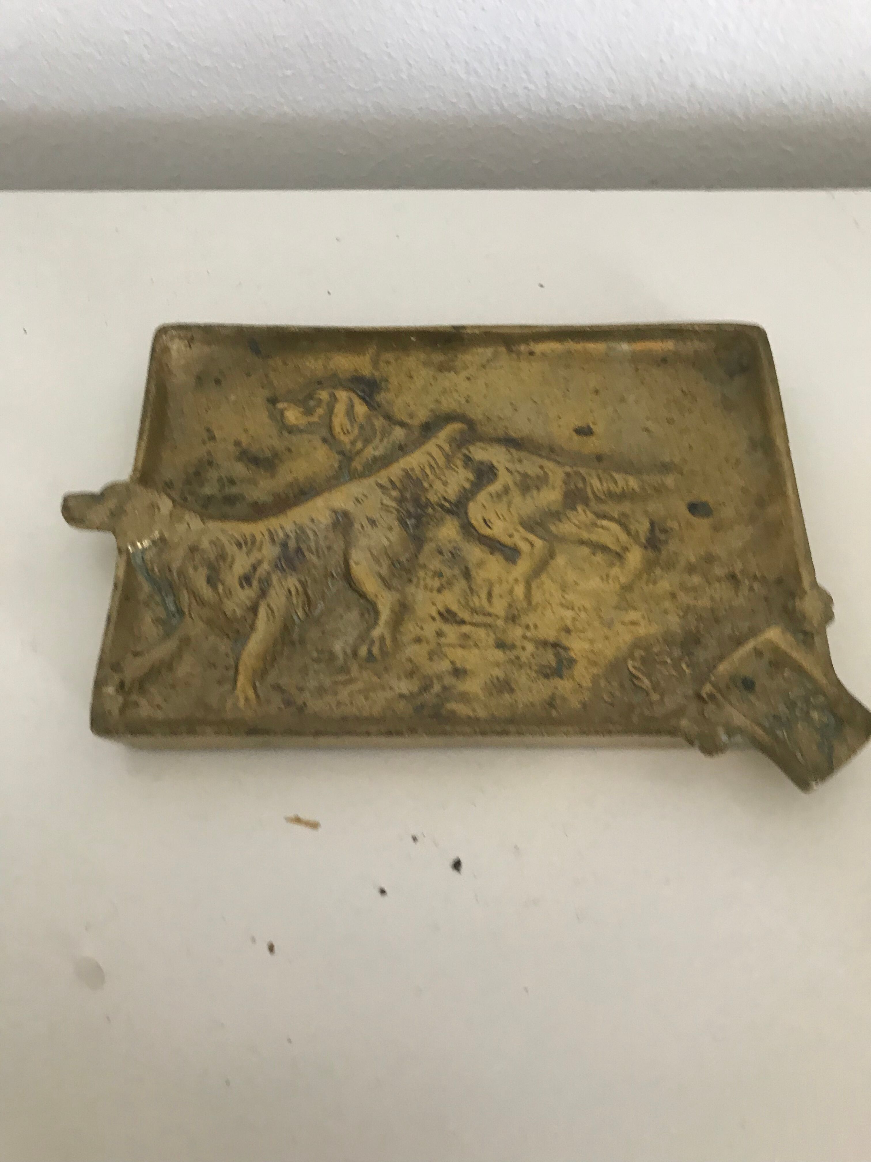 Ashtray hunting dog brass