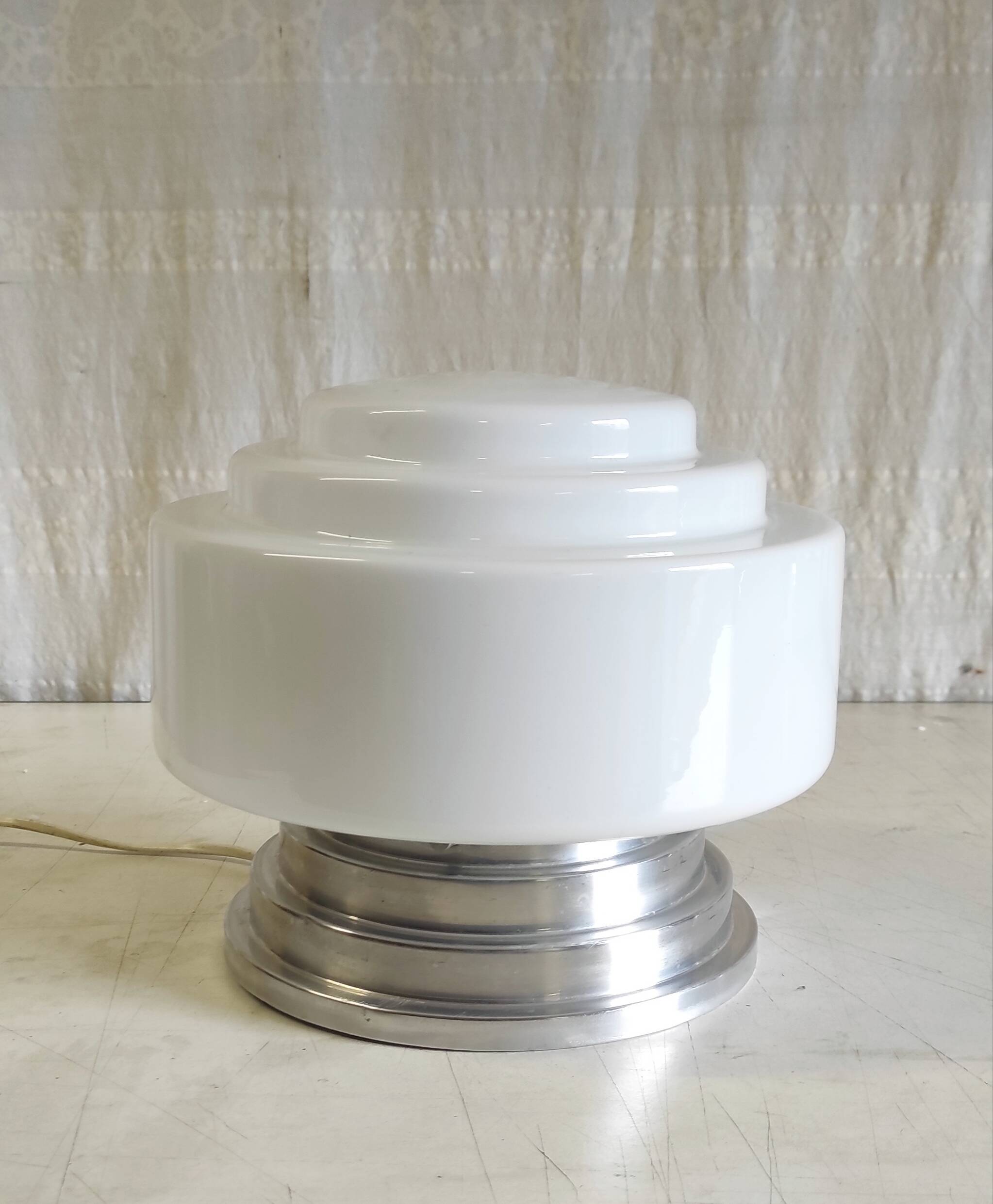 Mazda style Bauhaus opaline globe ceiling light - 1930s/40s