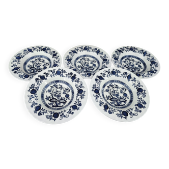 Lot de 5 assiettes creuses en porcelaine Crown Clarence Made in England