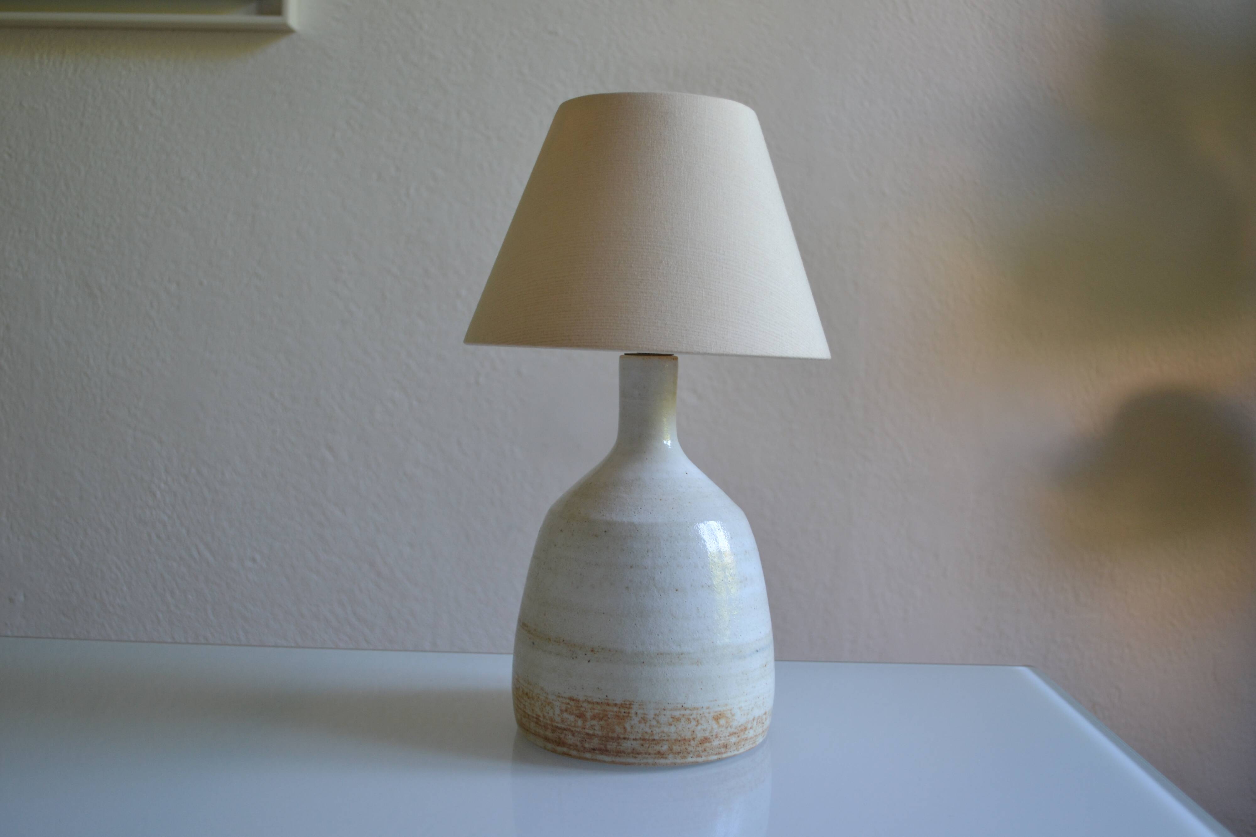 terracotta lamp base, modernist stoneware, France, 1970s