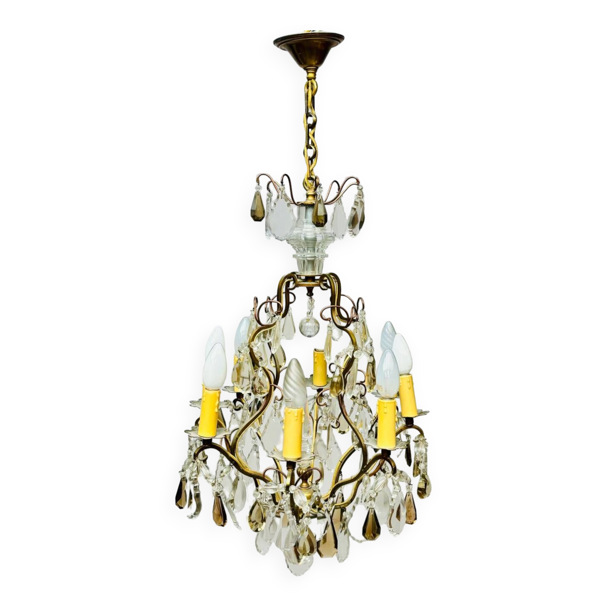 Baccarat Cage Chandelier In Bronze And Crystal Louis XV Style XIX Eme Century