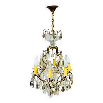 Baccarat Lustre Cage En Bronze Et Cristal De Style Louis XV XIX Eme Siècle