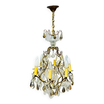 Baccarat Cage Chandelier In Bronze And Crystal Louis XV Style XIX Eme Century