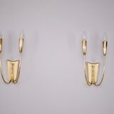 Pair of double brass sconces