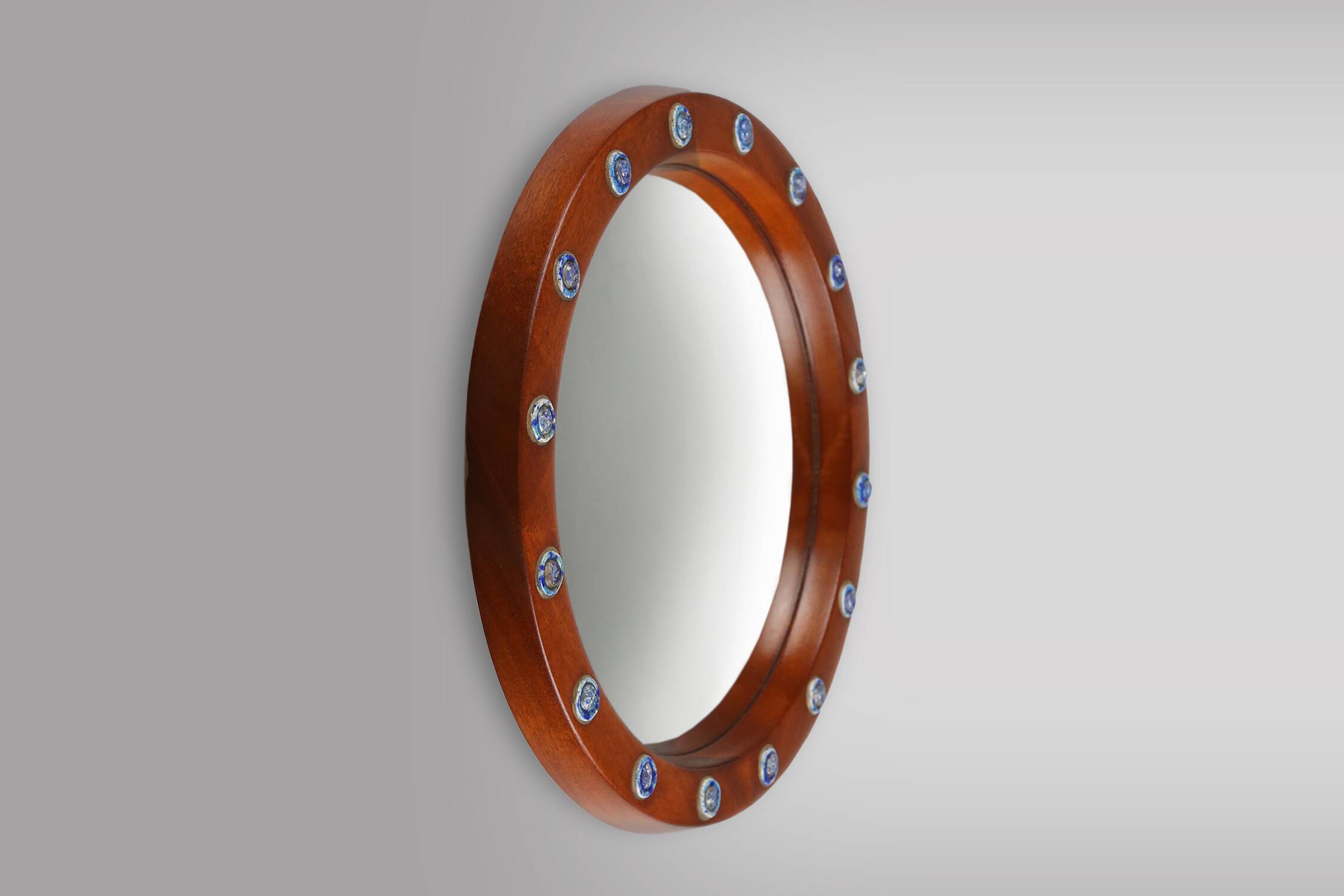 French carved wooden mirror with elegant lined frame, 1950s