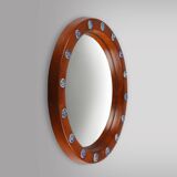 French carved wooden mirror with elegant lined frame, 1950s