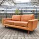 Danish Modern Mid Century Vintage Cognac Leather Sofa