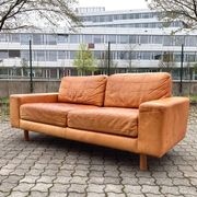 Canapé en cuir cognac vintage danois moderne du milieu du siècle