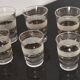 Set of 5 water glasses and 5 aperitif glasses with granite decorations and gold edging from the 1950s