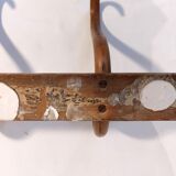 Curved wooden coat rack 3 walnut hooks Jacob & joseph Kohn 1900/1920.