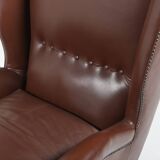 Pair of Italian Wingback Lounge armchairs Gio Ponti style, 1950's