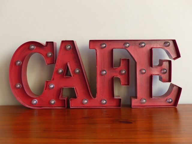 Letters bright vintage cafe red metal