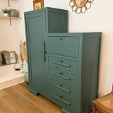 Art Deco Secretary Cabinet in solid wood